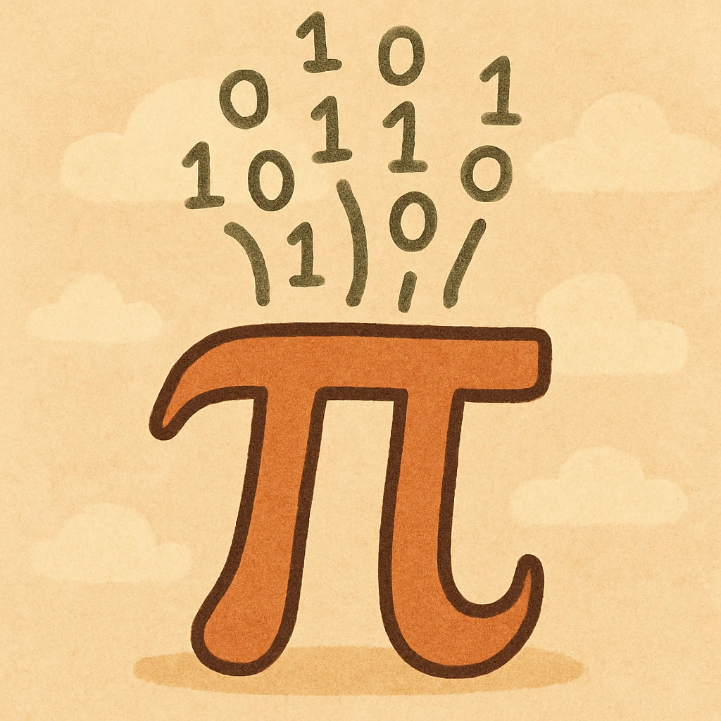  combine the π (pi) math symbol, binary code emerging from it. emoji