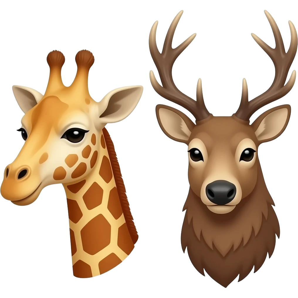 Einfacher Giraffenkopf und Elchkopf nebeneinander emoji