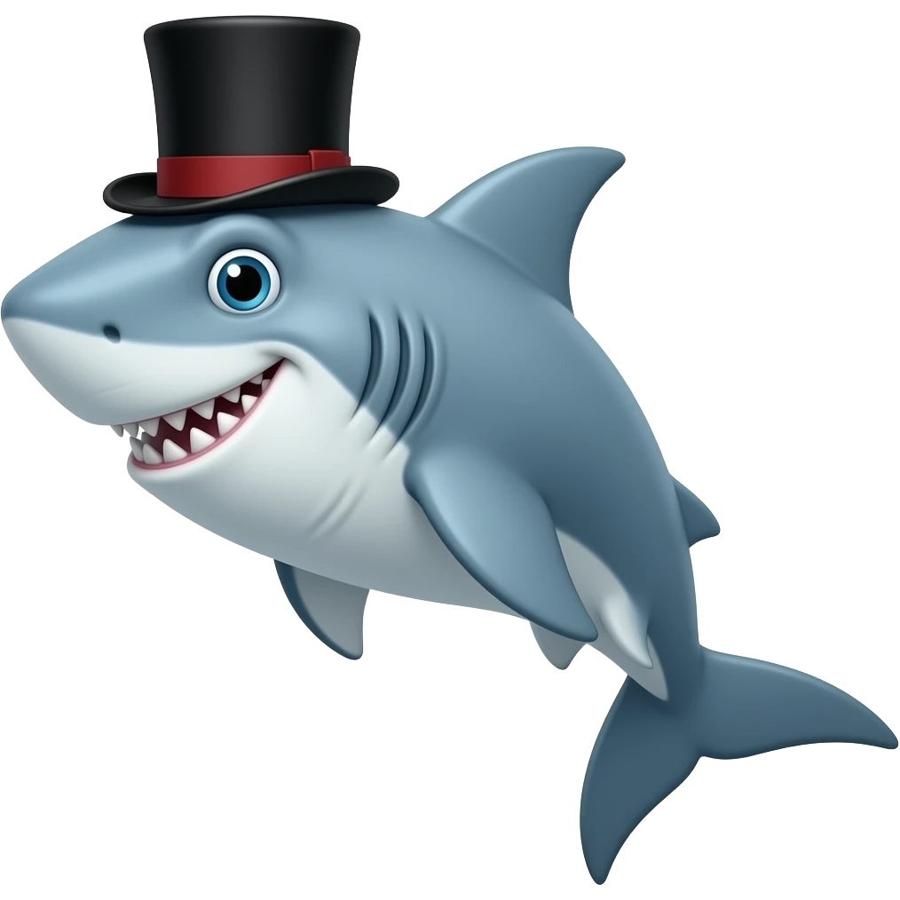 Shark with a top hat emoji