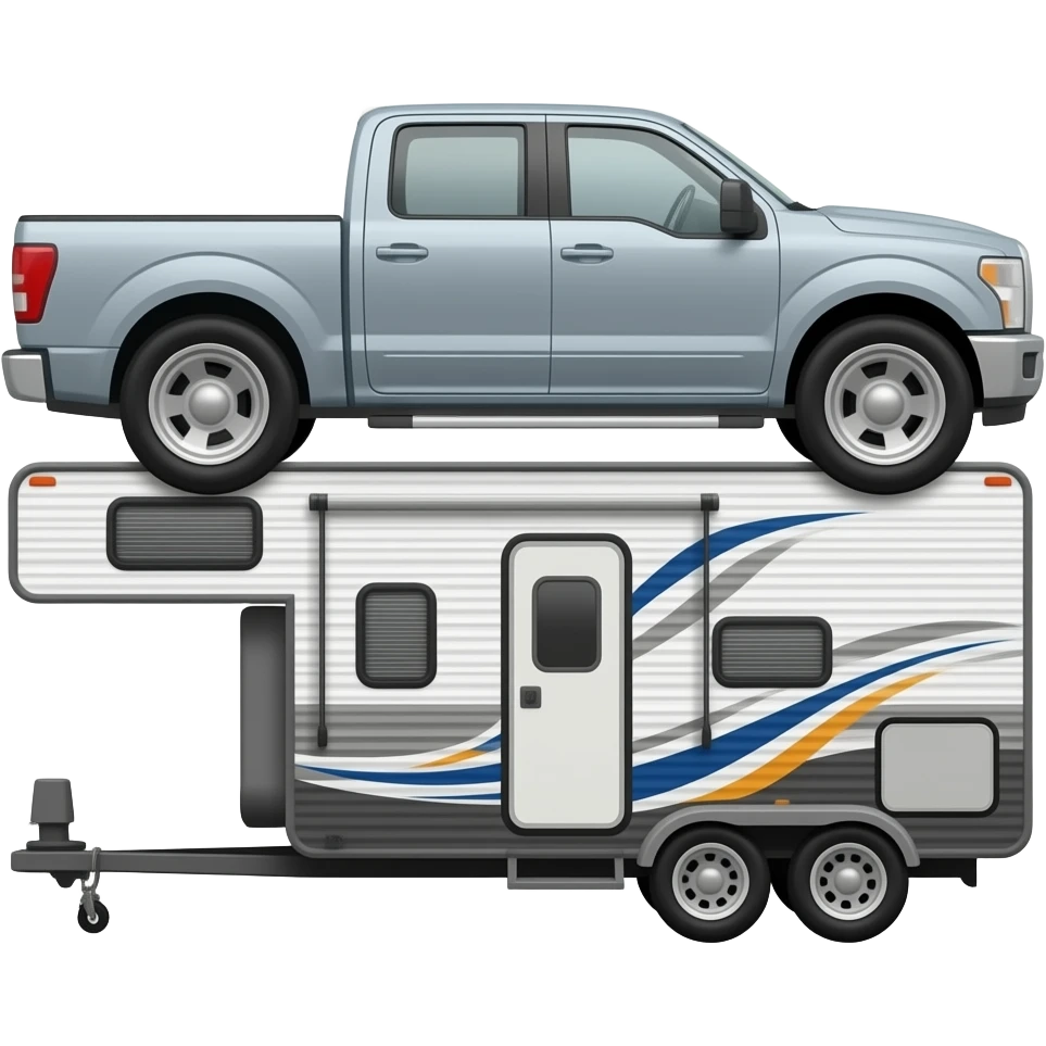 Pickup pulling 5th wheel trailer emoji