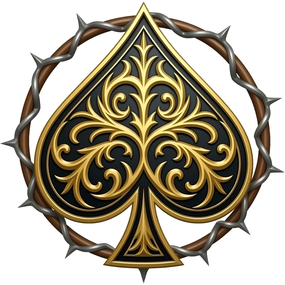 richly ornamented ace of spades surrounded by tendrils of thorns emoji