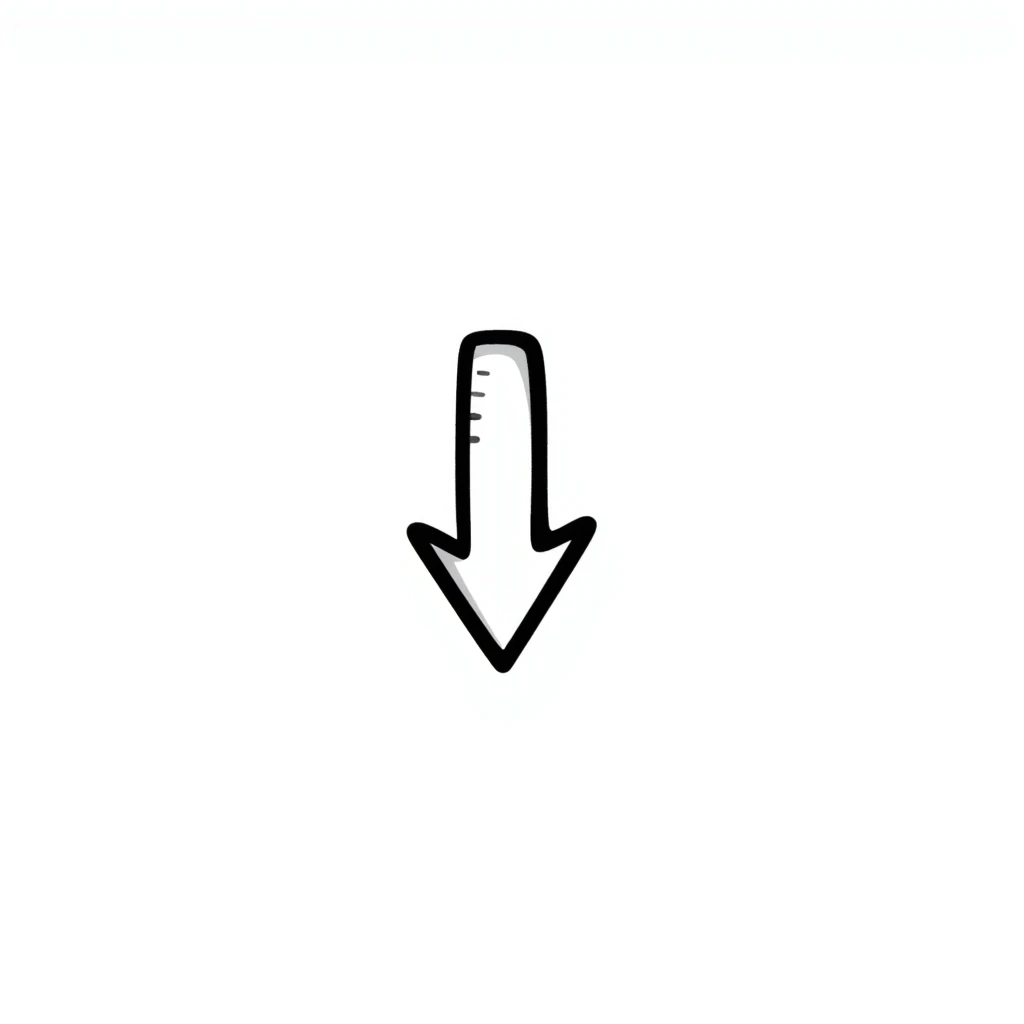 Hand-drawn downward pointing arrow emoji