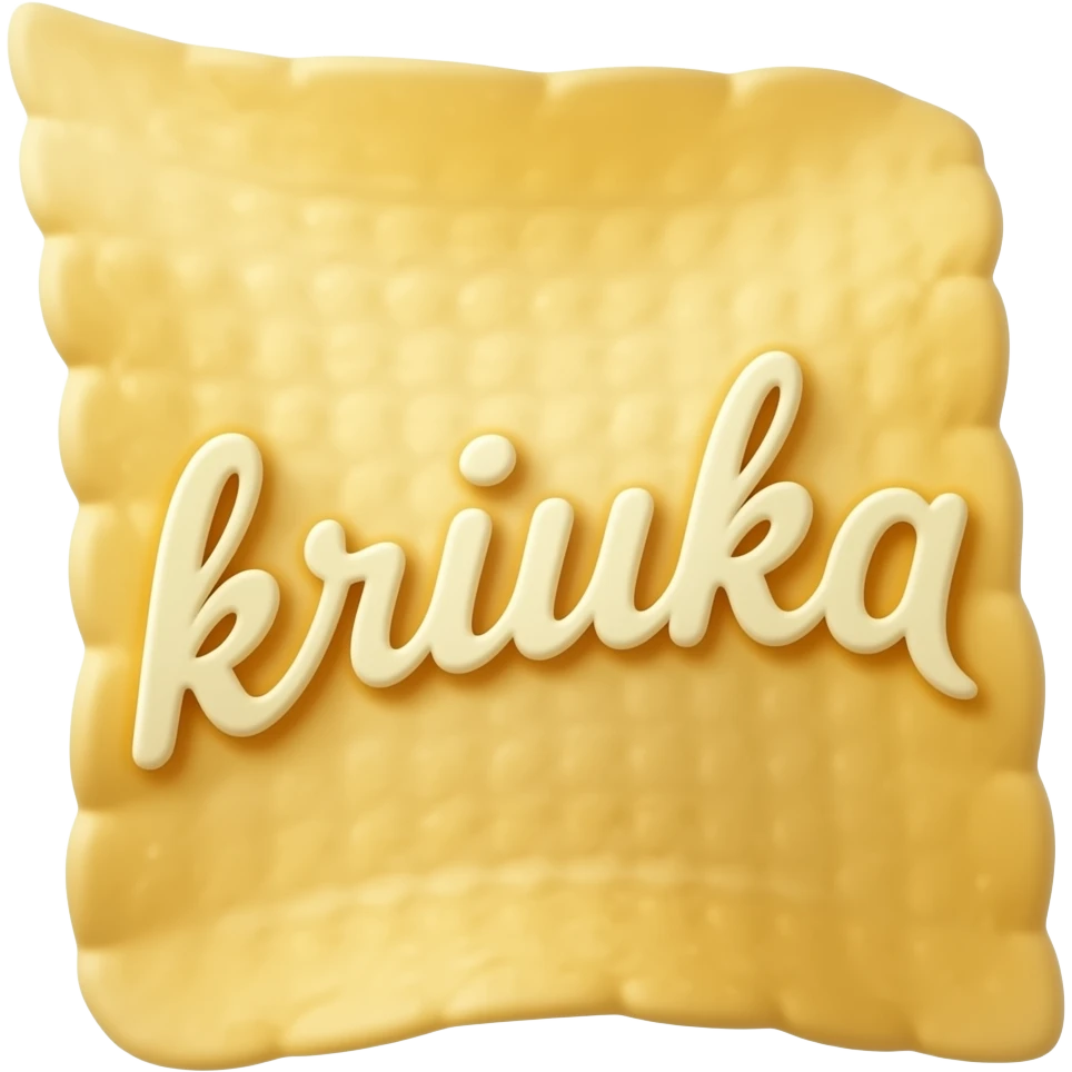 keripik singkong lucu keren tulisannya kriuka warnanya kuning cream emoji