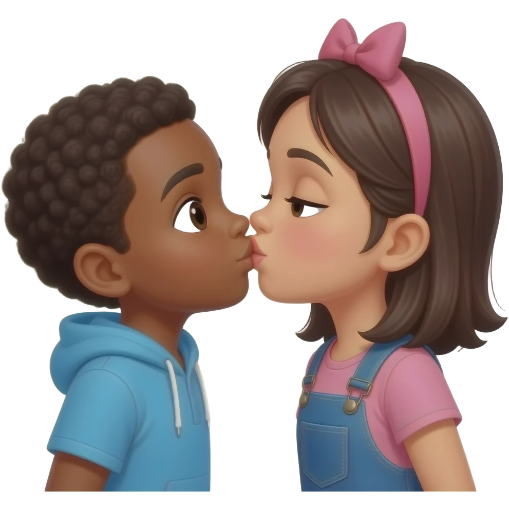A black child kissing another emoji