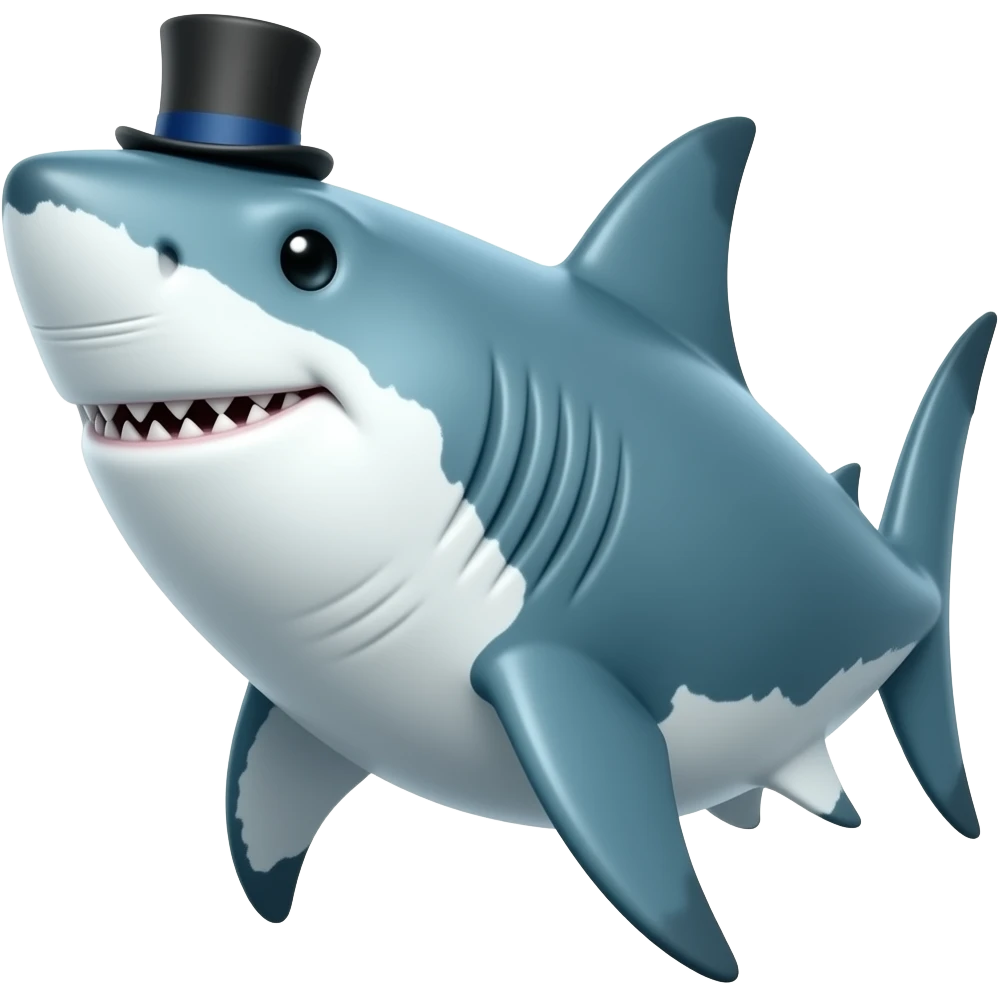 Shark with a top hat emoji