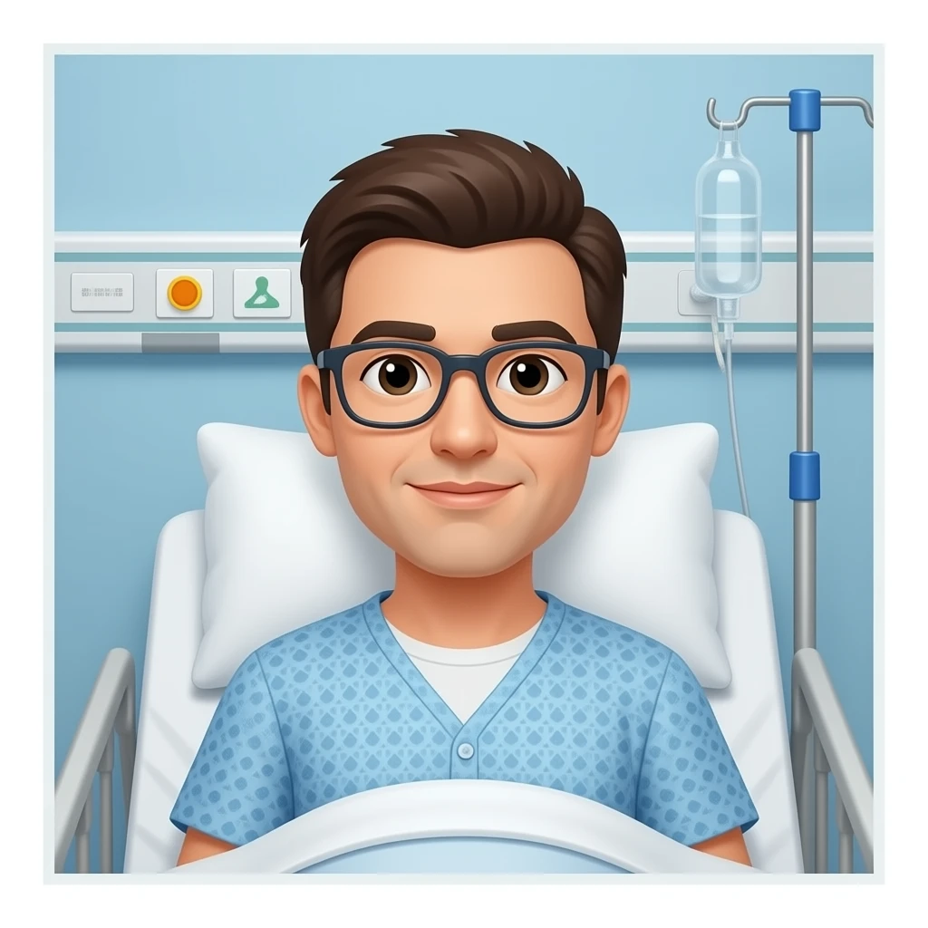 paciente en una habitacion de hospital emoji