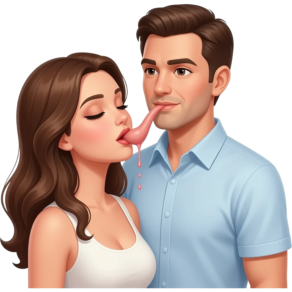 Man standing behind beautiful girl his large penis exiting her tiny mouth ejaculating all over her face emoji