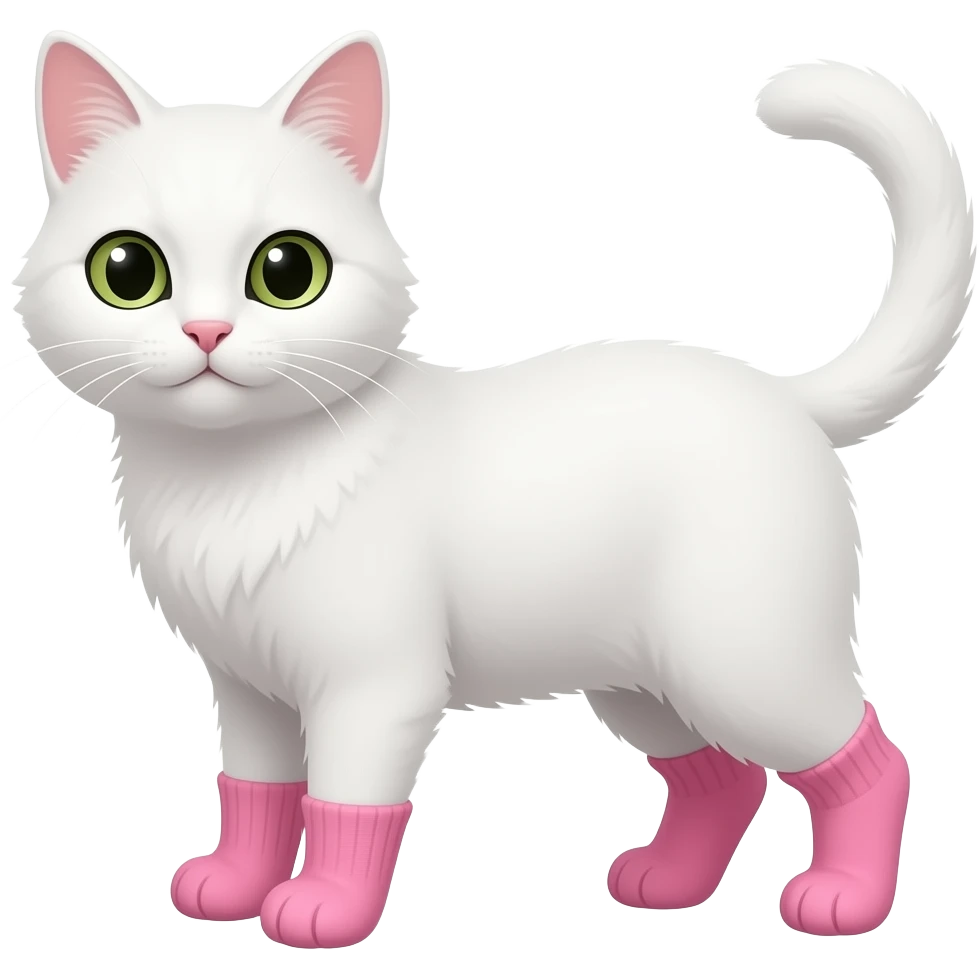 A  white cat With pink   socks emoji