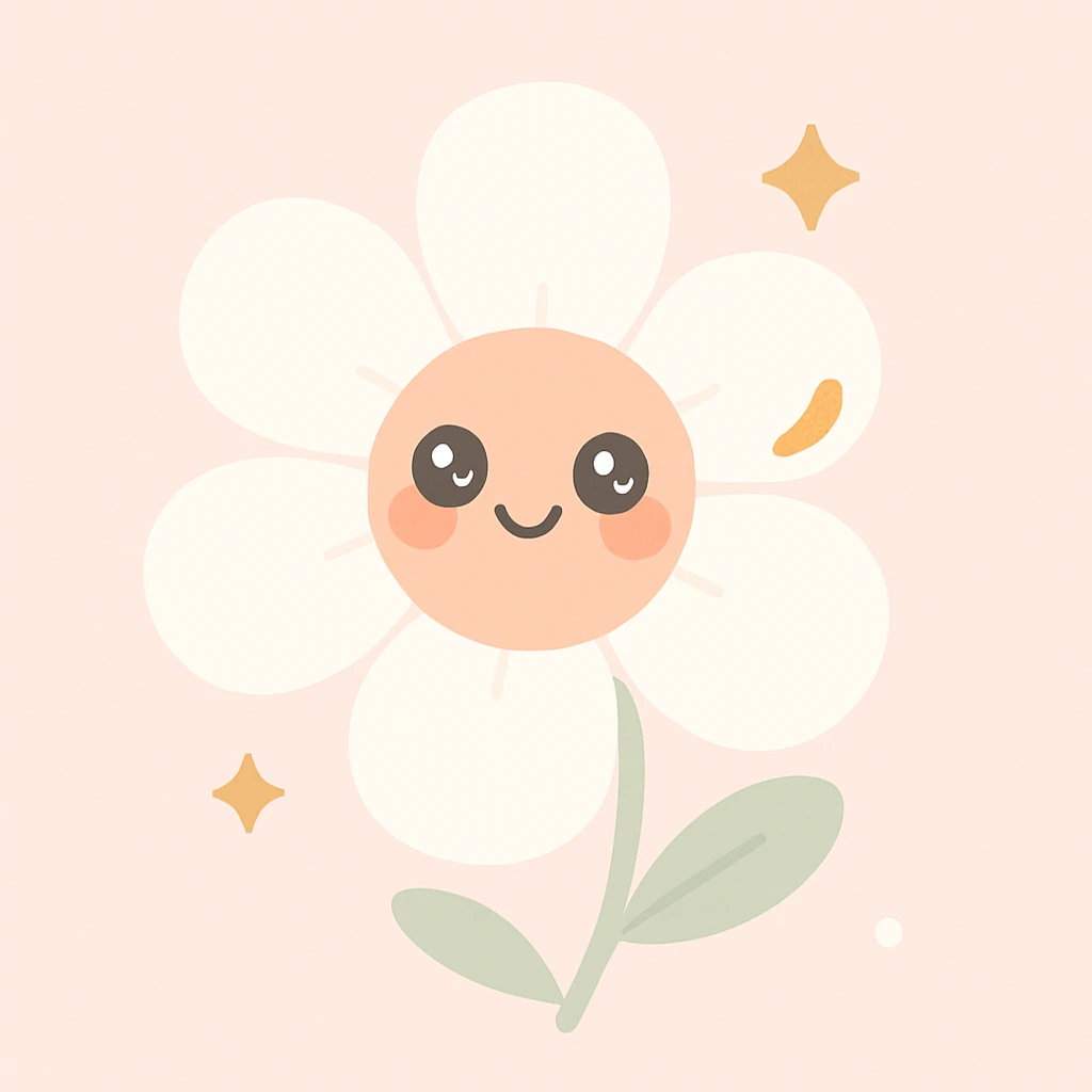 a modern flower in clean girl style, white petals, gold accents, very minimal and chic emoji