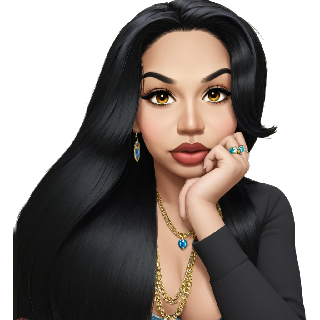 girl with black hair and jewelry emoji