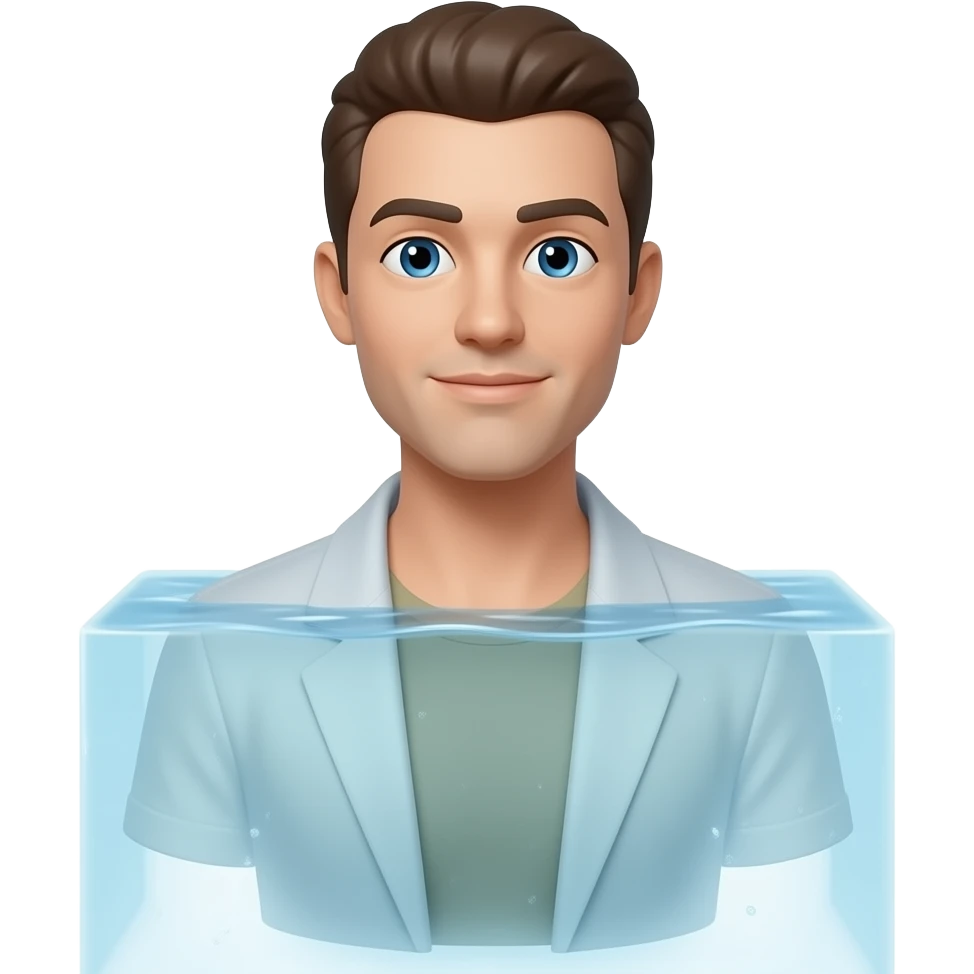 прозрачный человек в одежде в полный рост с ног до головы ВСЕ ТЕЛО, наполненный по плечи водой emoji