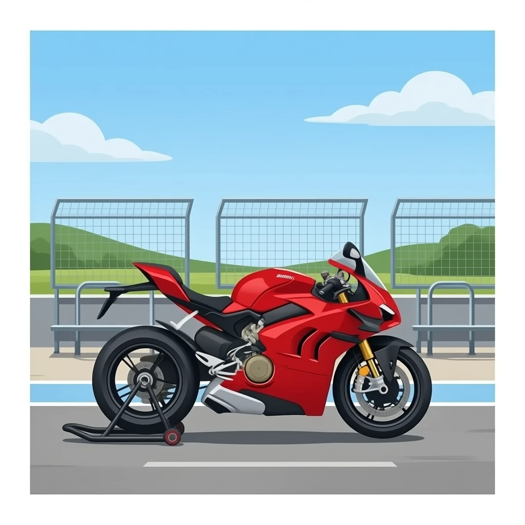 Ducati StreetFighter v4 with paddock stands emoji
