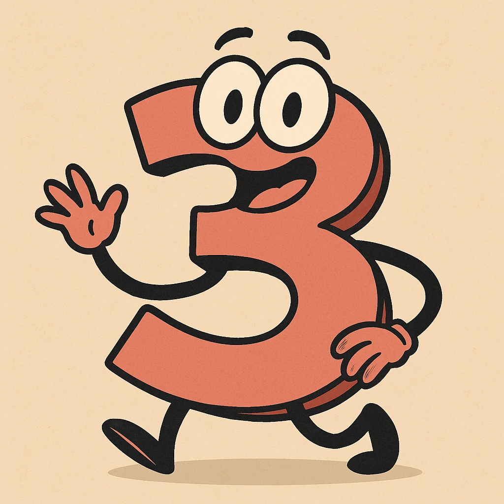 playful cartoon style number 3 emoji