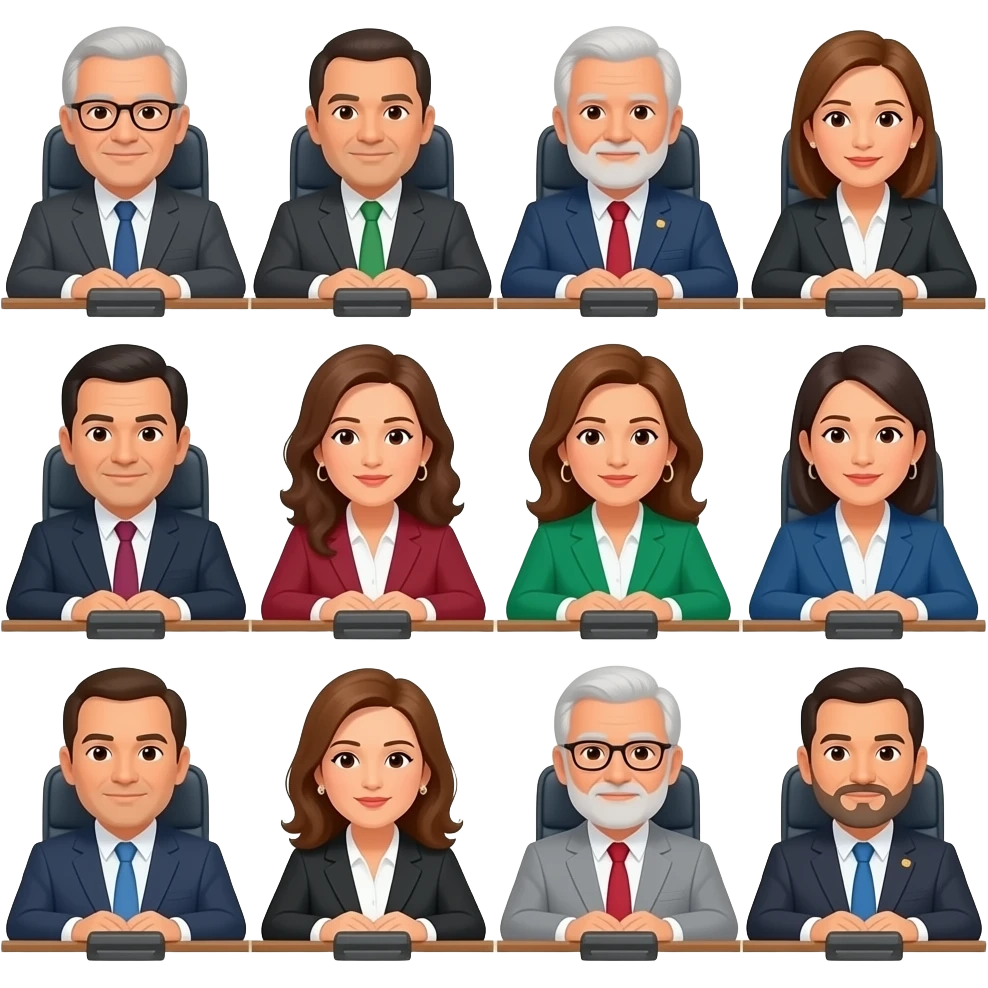 varias perfonas del govierno sentados en el congreso emoji