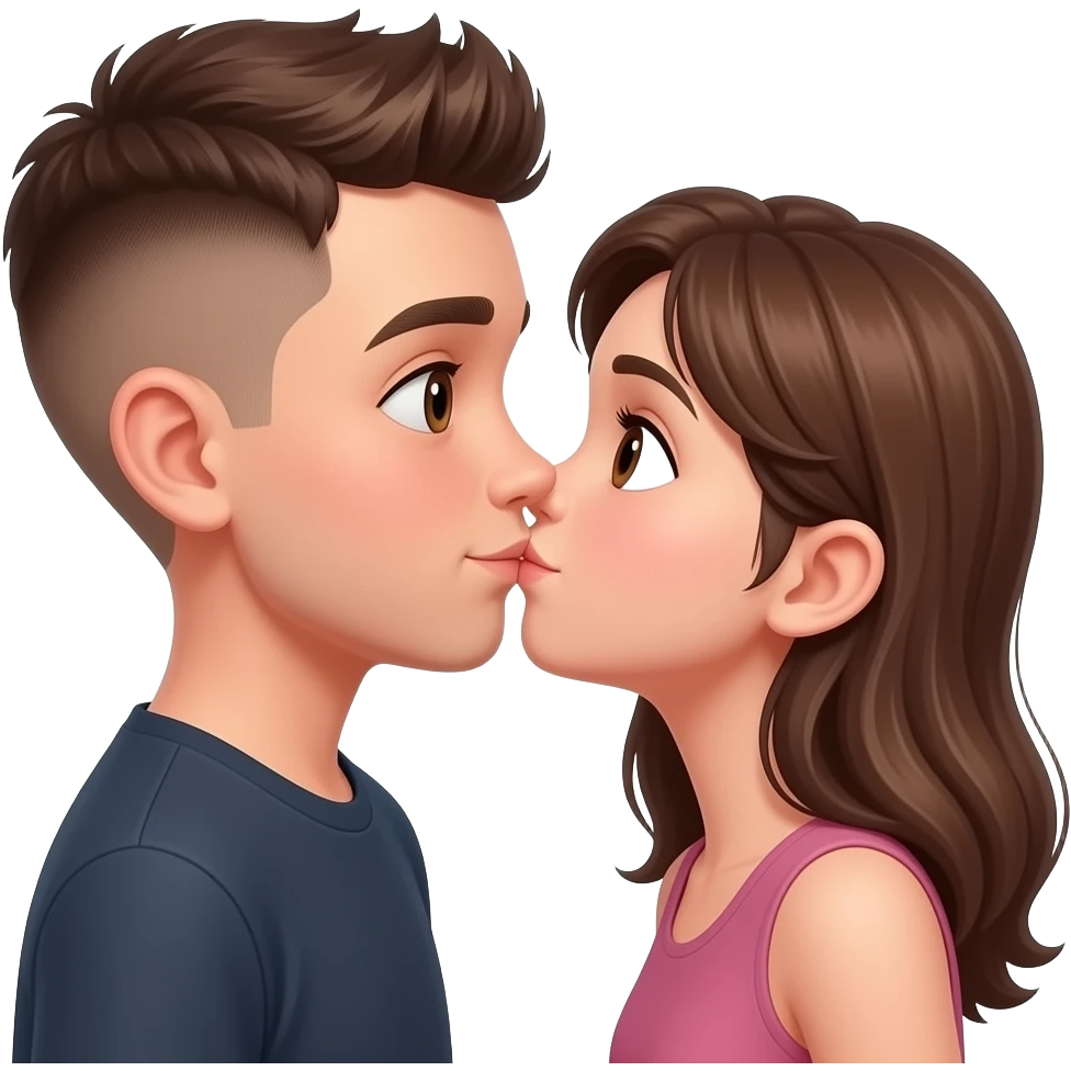 Kahverengi gözlü, Kumral, Buzz Cut saçlı erkek çocuk sı biraz daha uzun olsun ve yanına yakışan bir kız koy öpüşsünler daha çok yapışsınlar emoji
