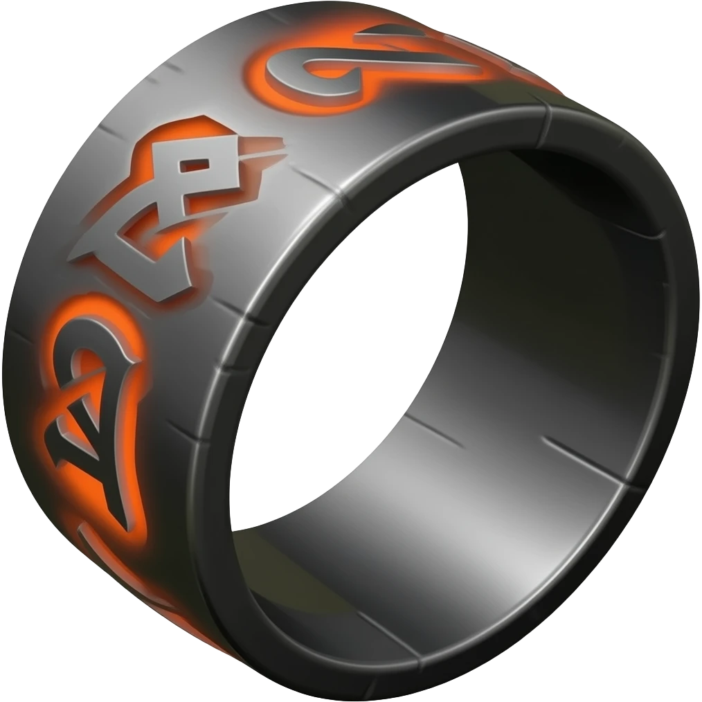 Black ring with glowing orange and grey runes emoji