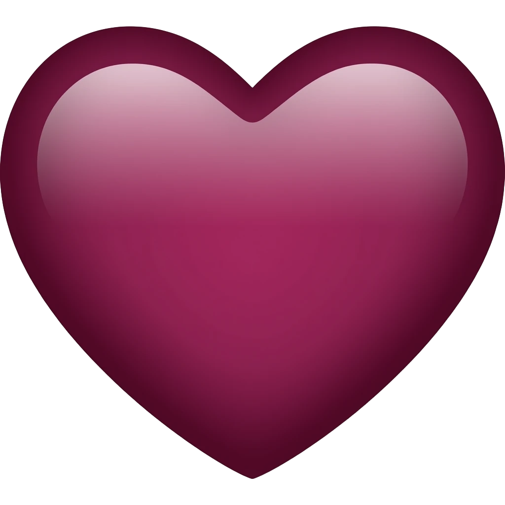 A dark burgundy love heart shape emoji