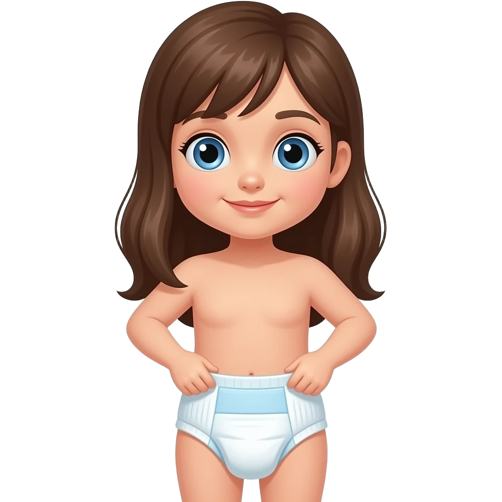 A blue-eyed girl taking off a diaper emoji