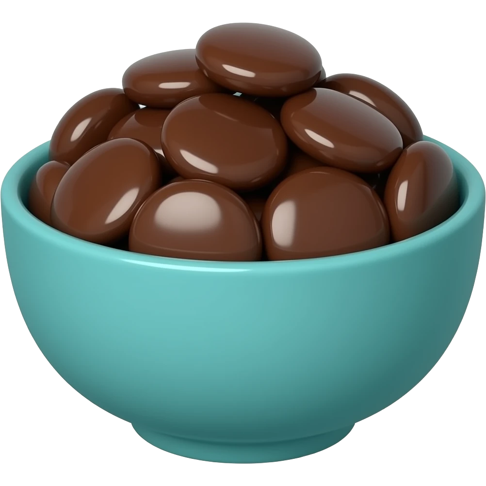 super realistic teal bowl with chocolate circles emoji