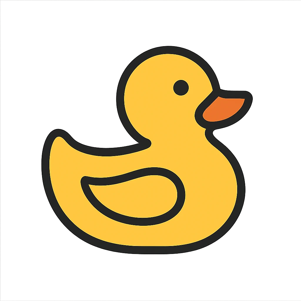 minimal and playful rubber duck icon, smooth curves, flat appearance, modern icon style emoji
