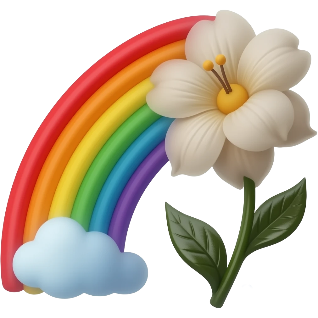 Flower and the rainbow full body emoji