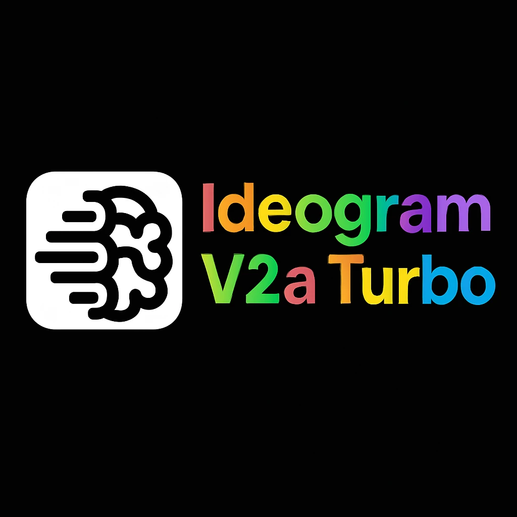 make a non gradient solid but colorful text of "Ideogram V2a Turbo", black background, add this logo too, make it good art for this emoji