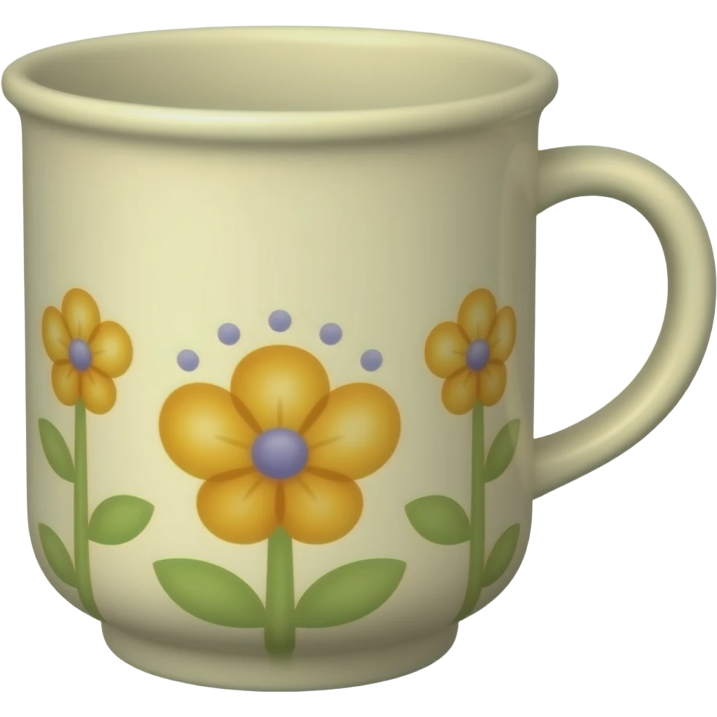 A simply beautiful whimsical Cottagecore light yellow patterned cup, isolated emoji