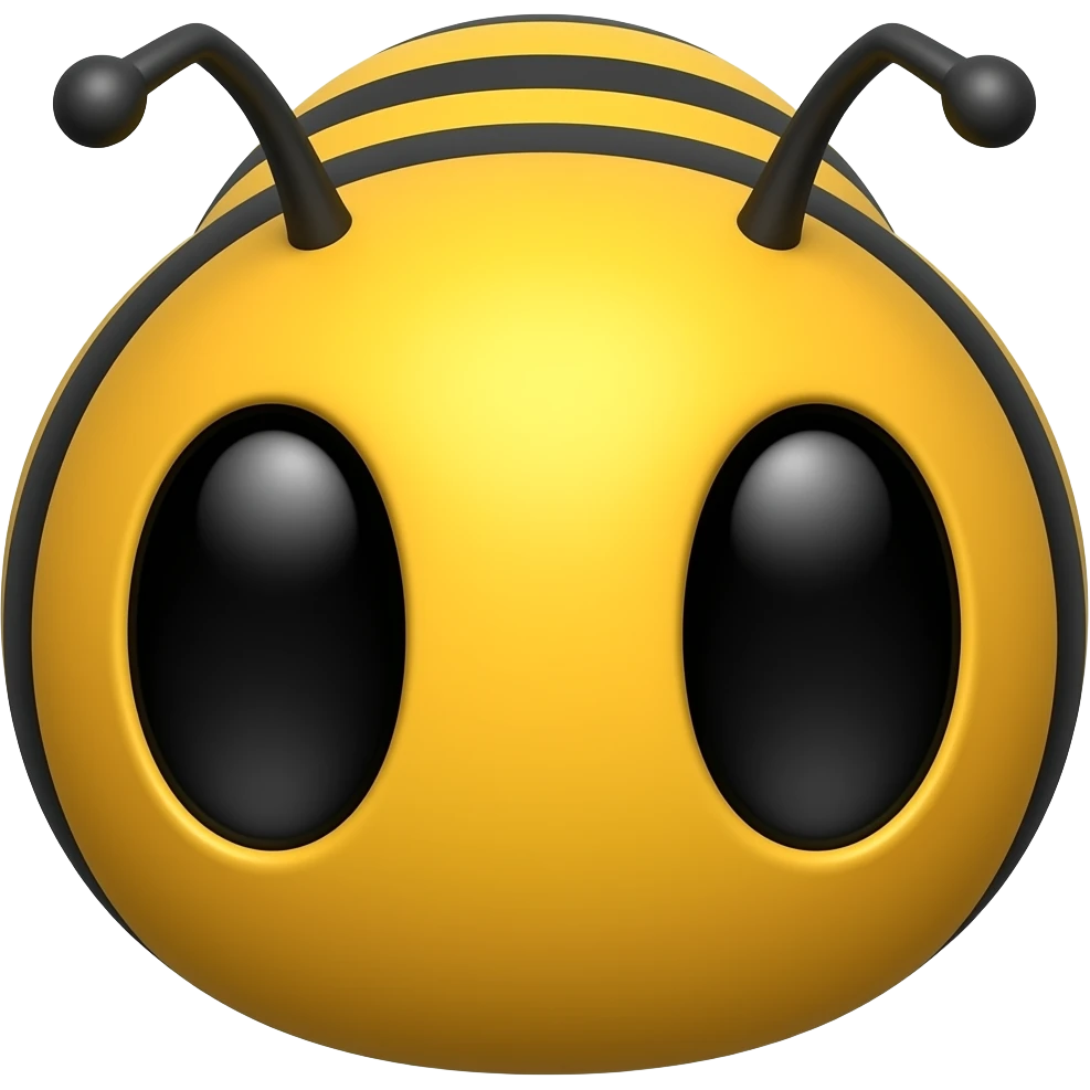 пчела с 5 черными глазами на лице emoji