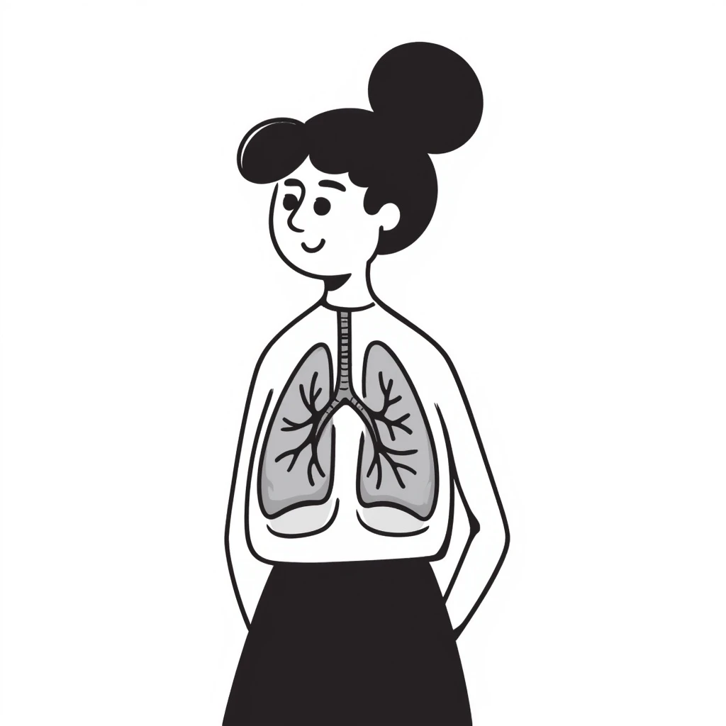 A close up of a woman showing the image of her lungs through her body emoji