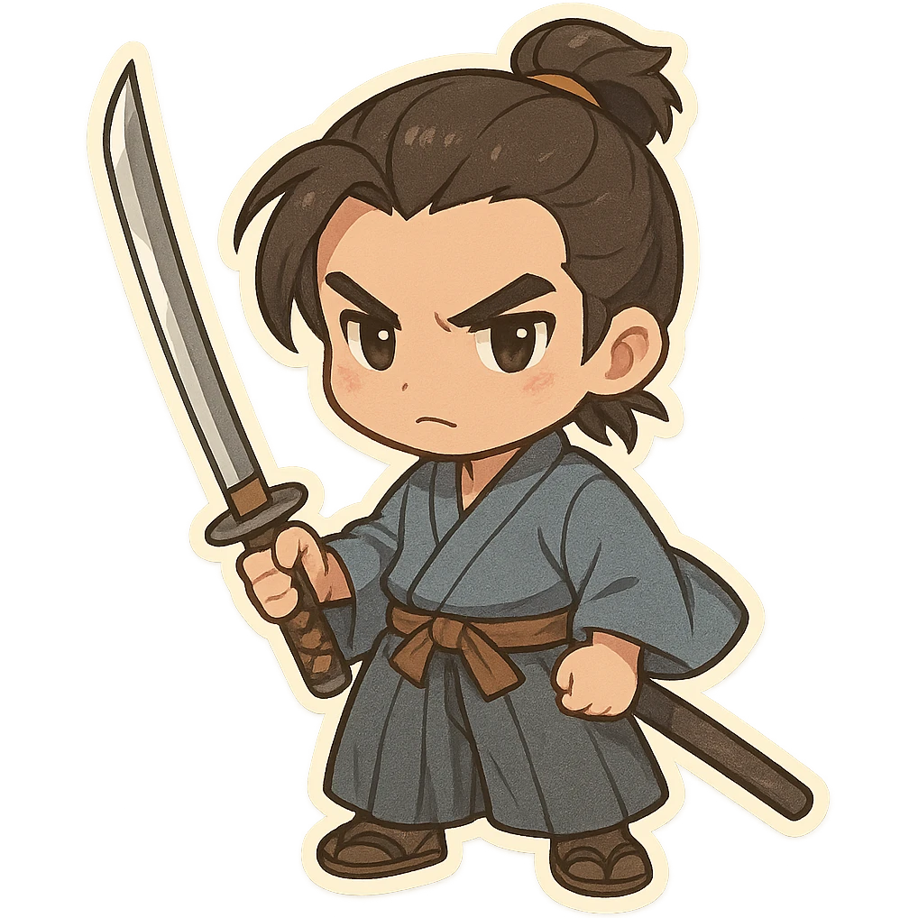 samurai with a katana, anime style emoji