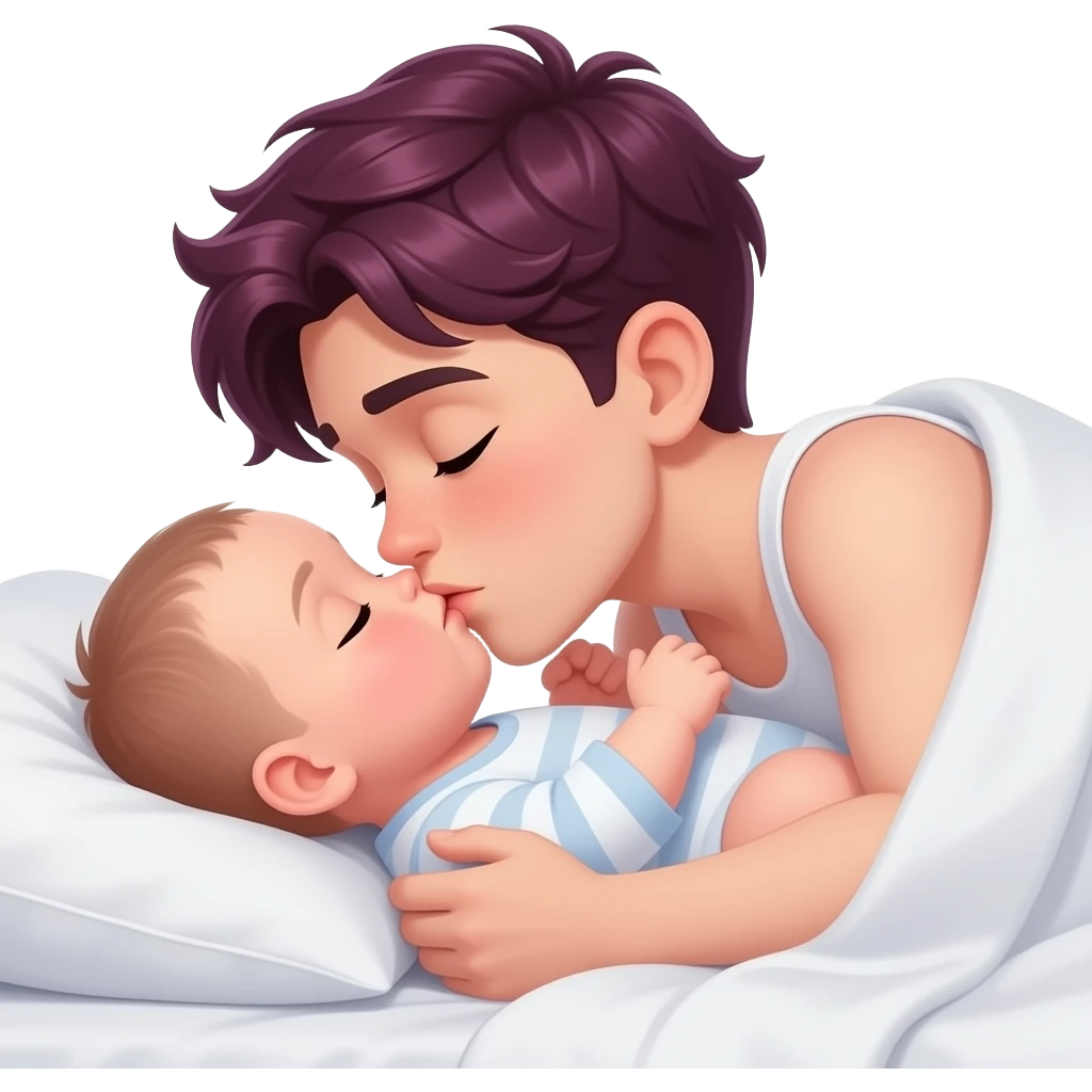 que el chico sea blanco y pelo morocho besandose haciendo  bebes muy fuerte en la cama emoji