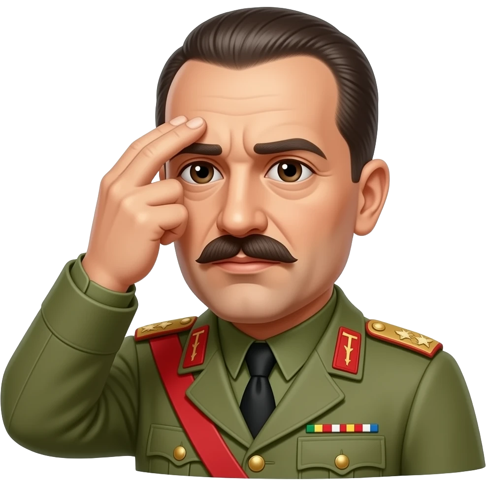 Make bald Mussolini bald checking his bald emoji