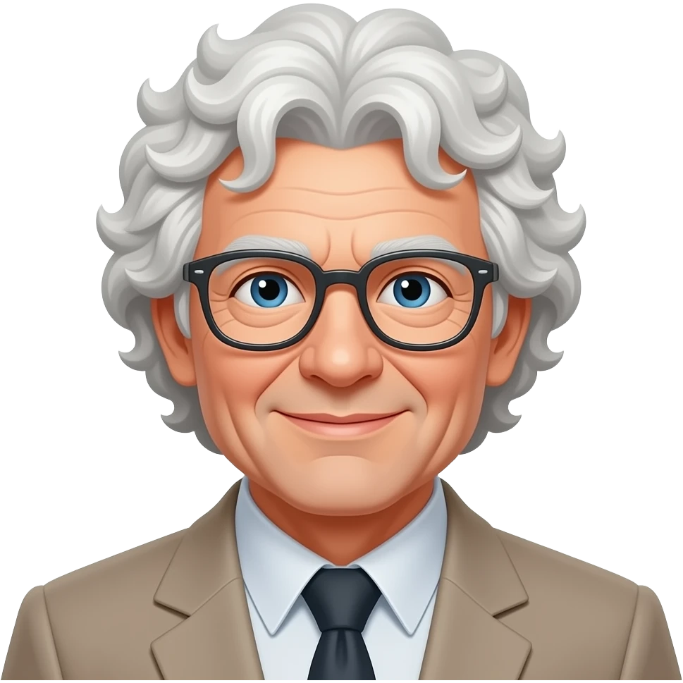 old man with curly white hairs wear glasses emoji