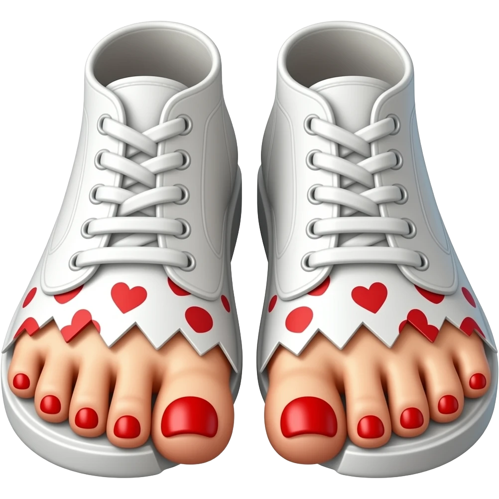 White toes with red toenails ripping of clown shoes emoji