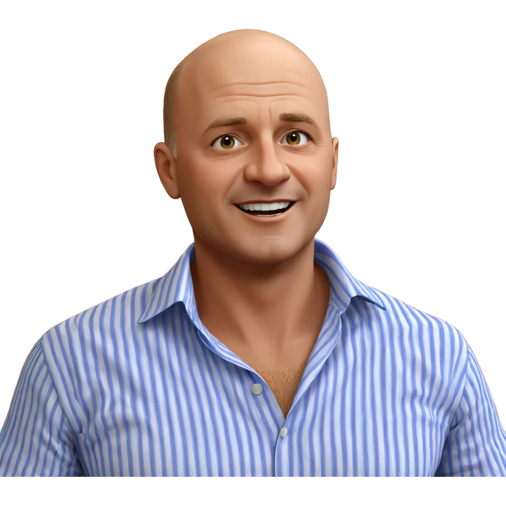 bald guy in striped shirt emoji