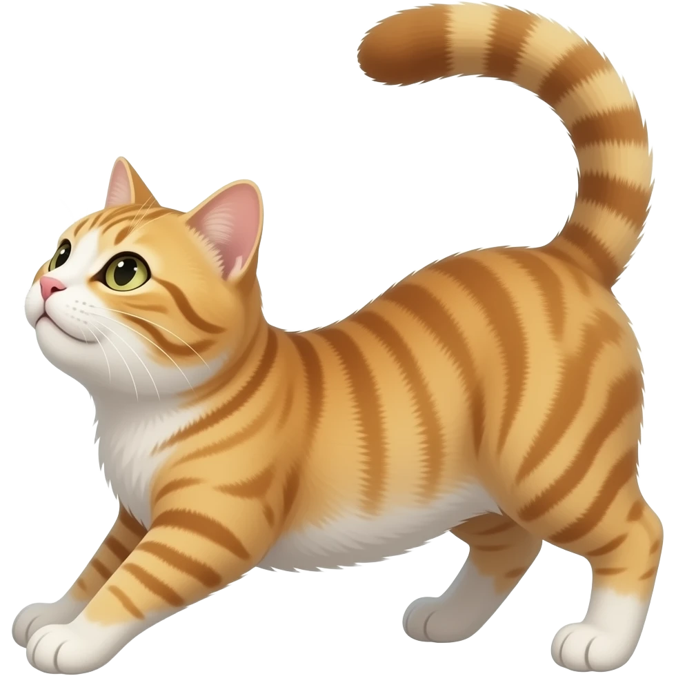 cat stretching and back arched emoji