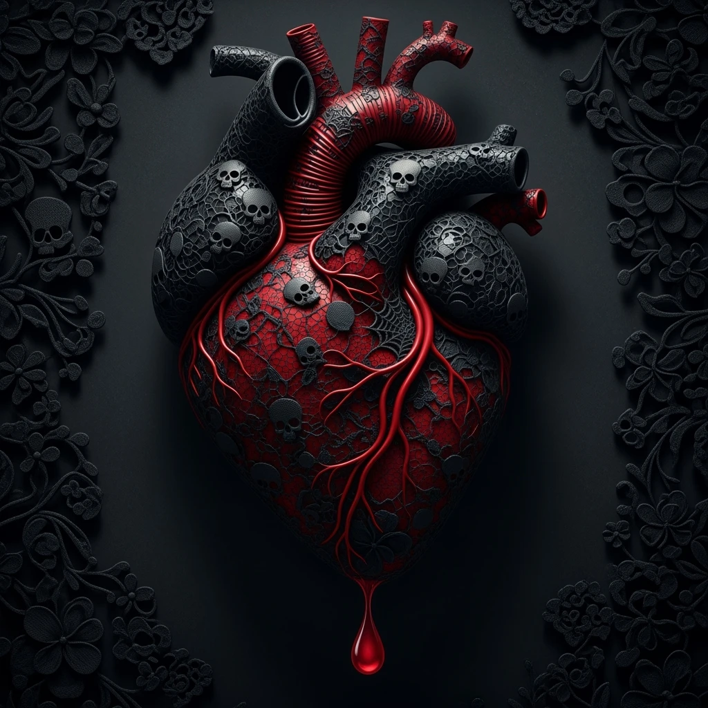 gothic heart with black lace emoji