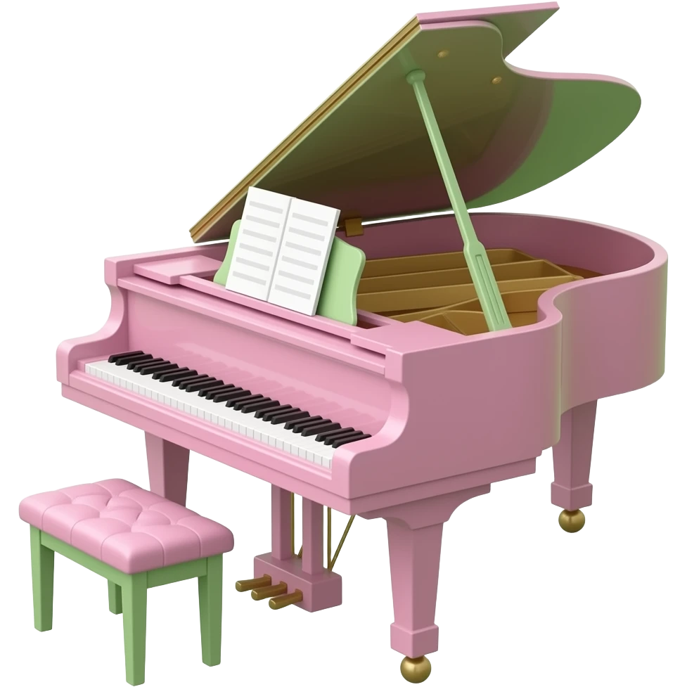 soft pink green piano, transparent background inspired by barbie colour pallete emoji