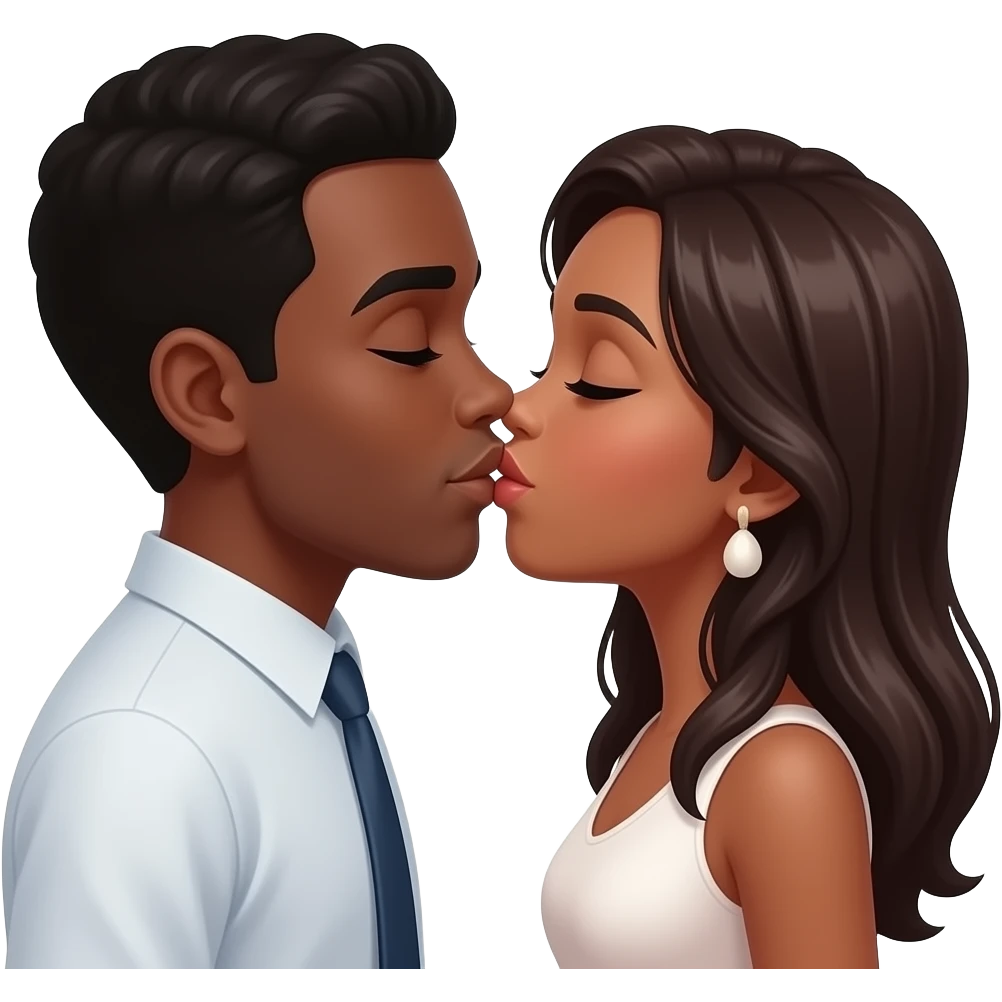 Black people kissing emoji