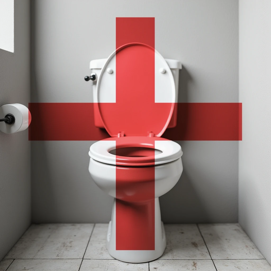 a realistic toilet with a large red cross mark overlay, clear and easy to recognize, photorealistic style emoji
