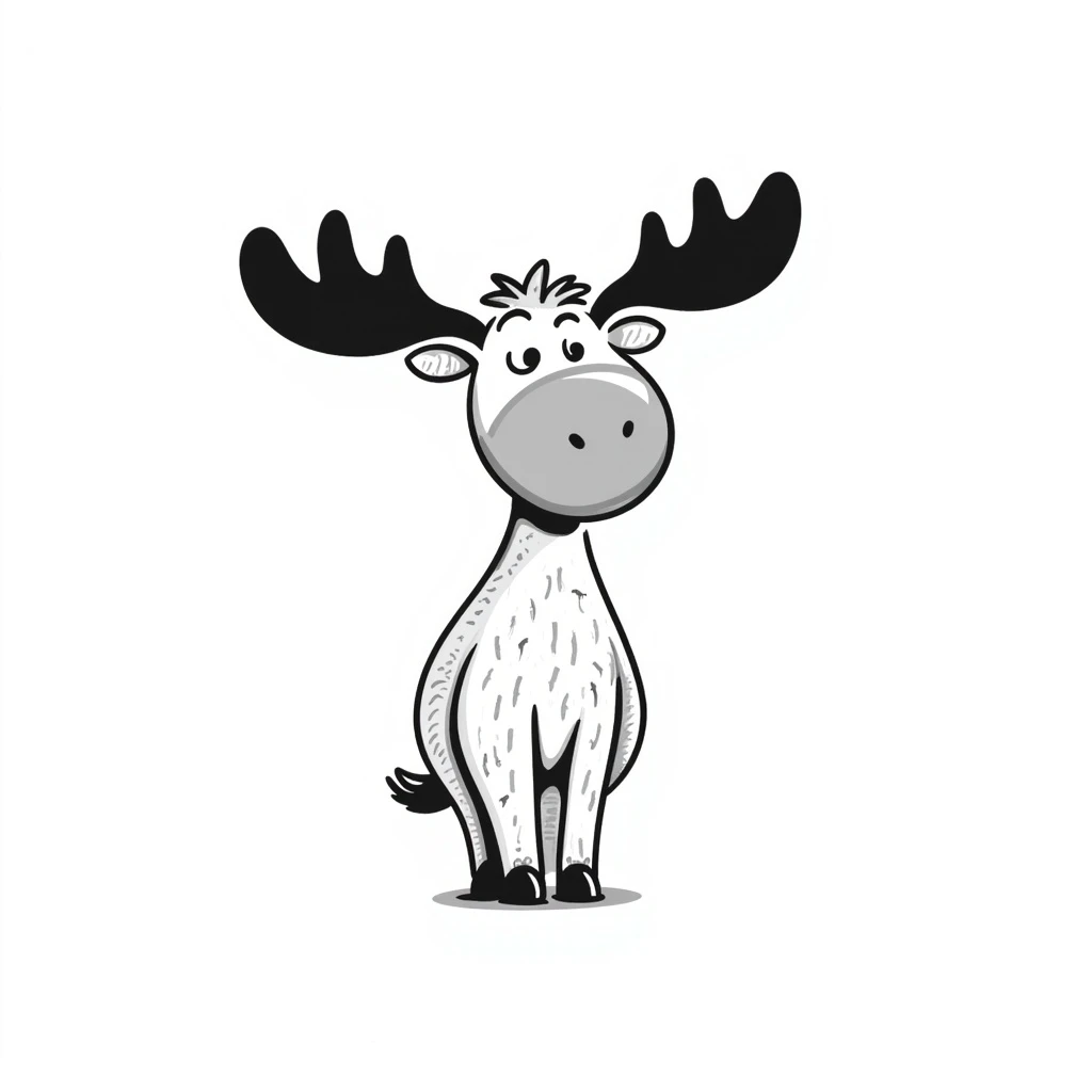 Hand drawn doodle style moose emoji