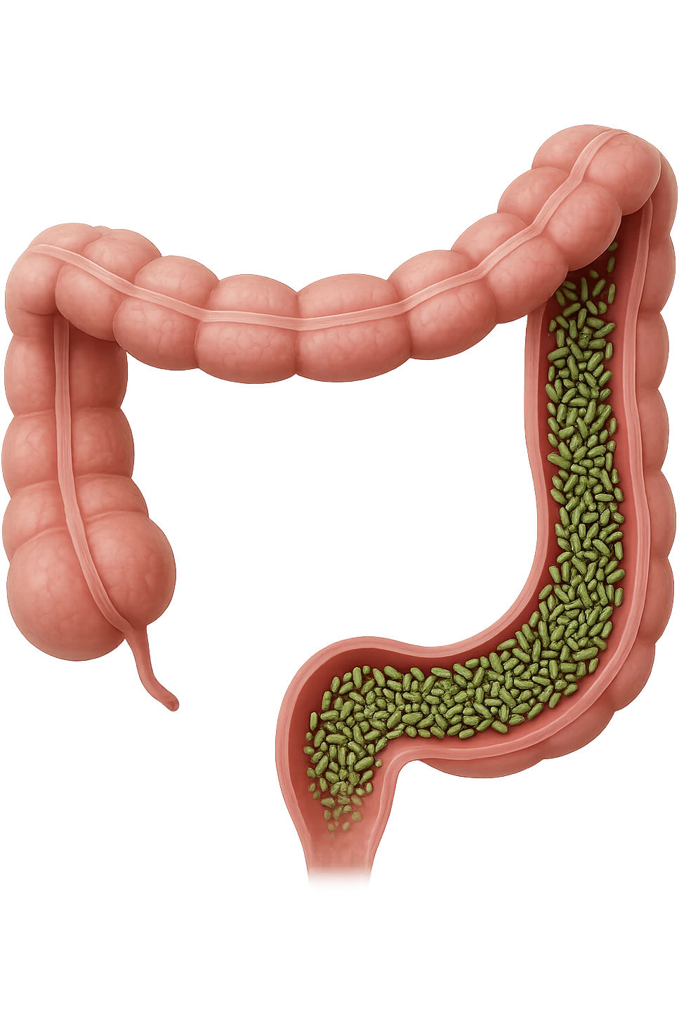 batteri intestinali in un tratto di colon anatomico umano, iperrealistico 4k emoji