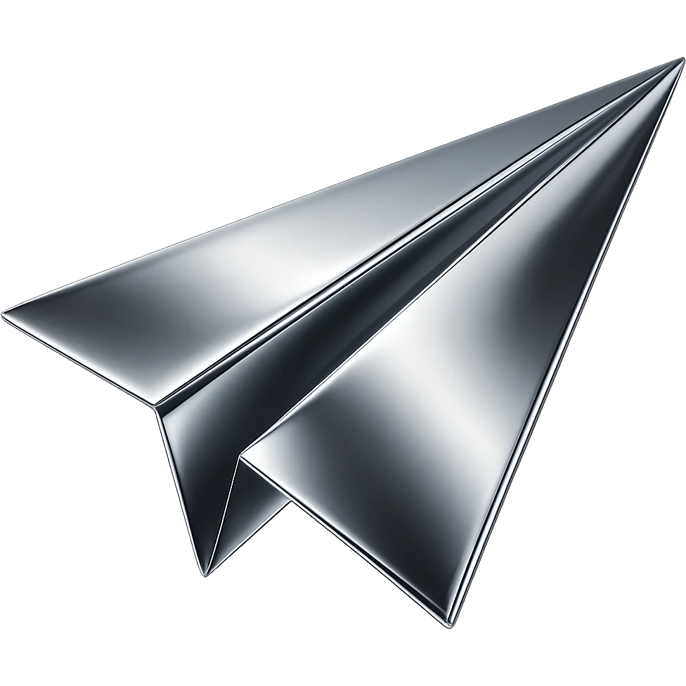 paper airplane in chrome style colorful emoji