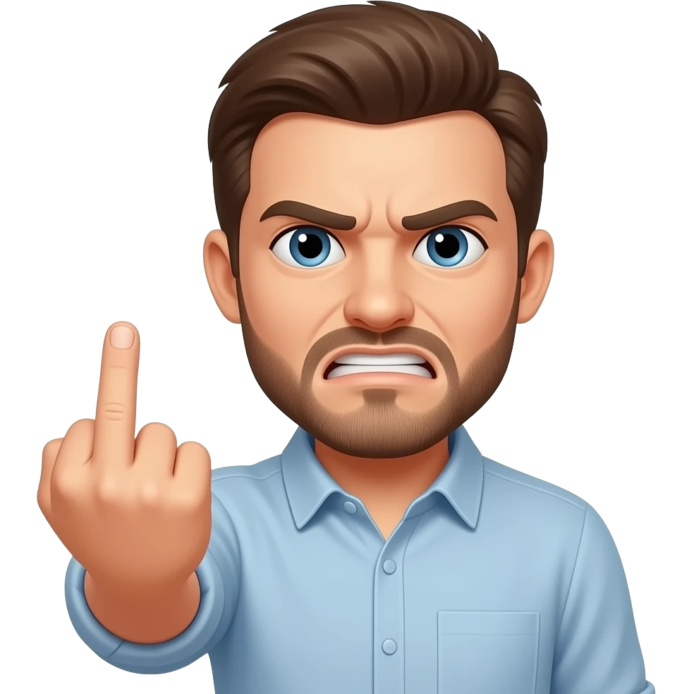 Un emojis d'une personne dégoûtée a la fois qui montre un doigt d'honneur emoji