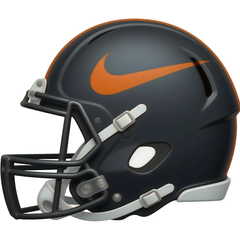 Nike football helmet black with dark orange logo facing the other side of helmet, turn to the other side of helmet emoji