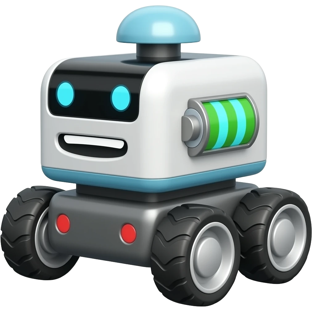 Fridge shape delivery robot 4 wheels and b emoji