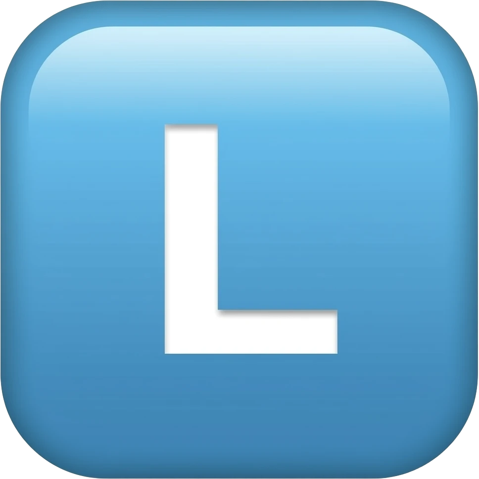 Crie um emoji com a letra L com fundo azul emoji