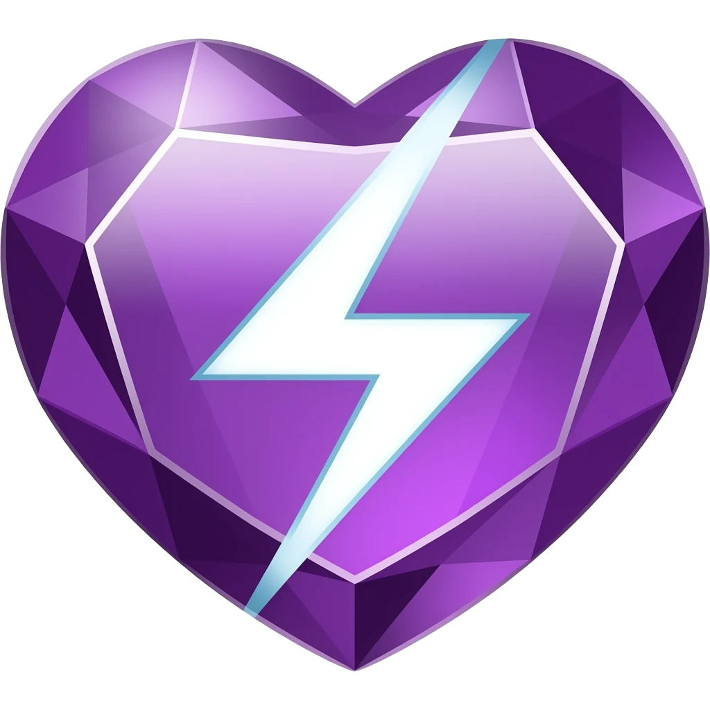purple electricity gemstone heart storm emoji
