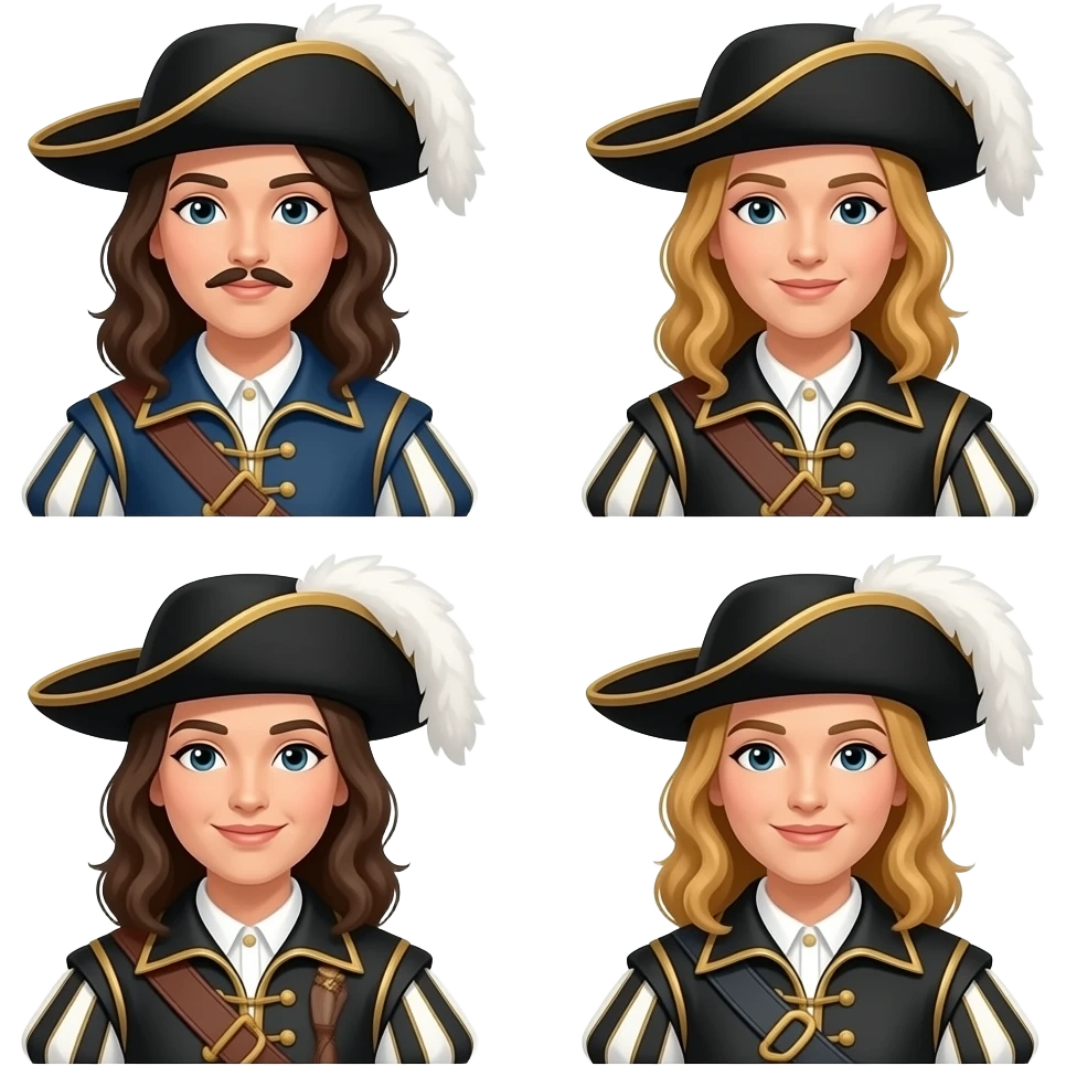 4 weibliche Musketiere emoji