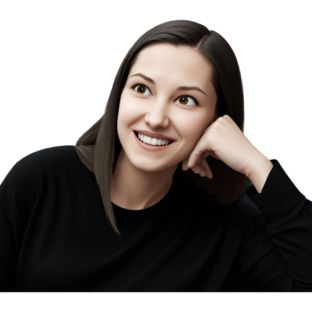 smiling girl in black shirt emoji